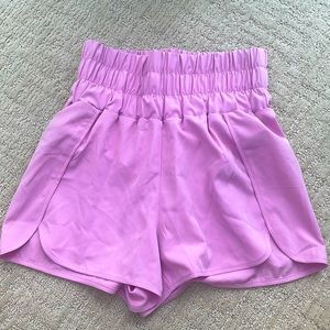 High waisted light pink shorts